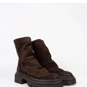 Never been worn! Dark Brown Suede Chelsea Lug Sole Boots